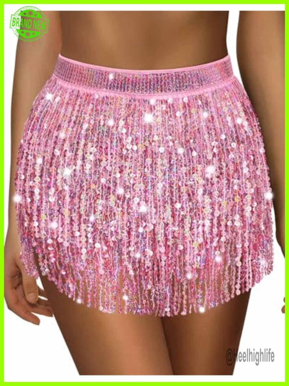 Sequin Tassel Fringe Skirt Belly Dance Rave Sparkle Skirt Polyester